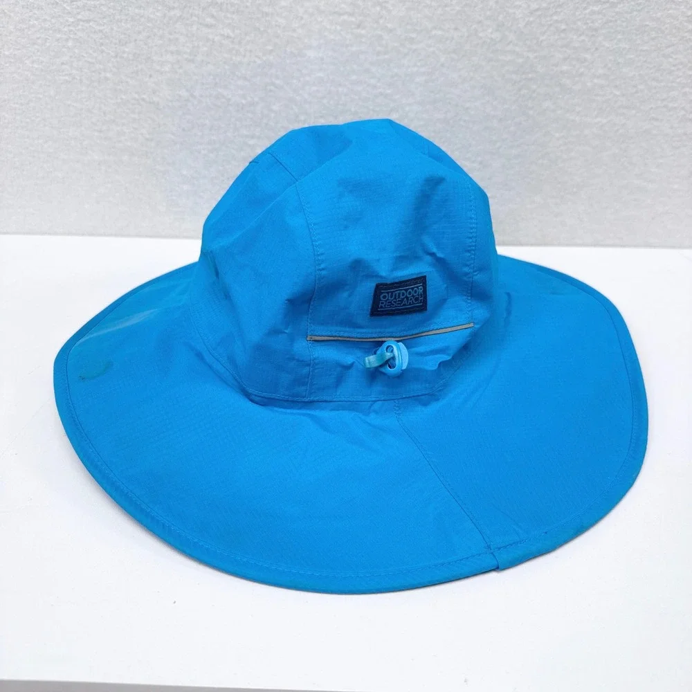 Outdoor Research Voyager Rain Hat Boys Size Medium Blue Wide Brim Bucket Boonie